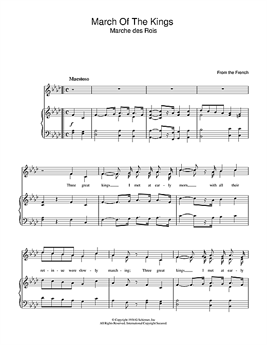 Preview Christmas Carol March Of The Kings Christmas sheet music, notes and chords for Piano & Vocal, SKU: 37255 sheet music, piano notes, chords, guitar tabs, score, transpose, transcribe, how to play, guide, download, learn, tutorial, progression, song, artist, awards, billboard, mtv, vh1, tour, single, album, release