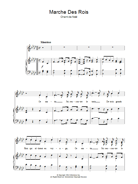 Download Chant de Noël Marche Des Rois sheet music and printable PDF score & Christmas music notes