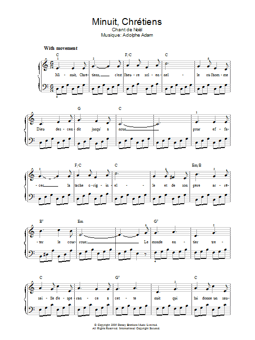 Download Chant de Noël Minuit, Chrétiens sheet music and printable PDF score & Christmas music notes