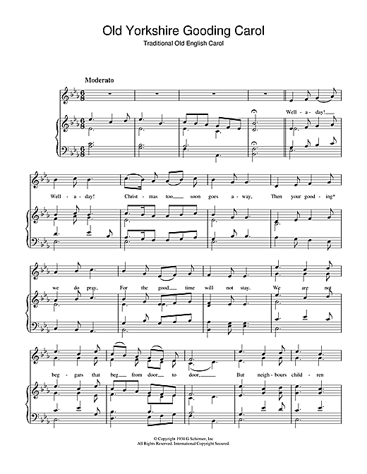 Preview Christmas Carol Old Yorkshire Gooding Carol Christmas sheet music, notes and chords for Piano & Vocal, SKU: 37241 sheet music, piano notes, chords, guitar tabs, score, transpose, transcribe, how to play, guide, download, learn, tutorial, progression, song, artist, awards, billboard, mtv, vh1, tour, single, album, release