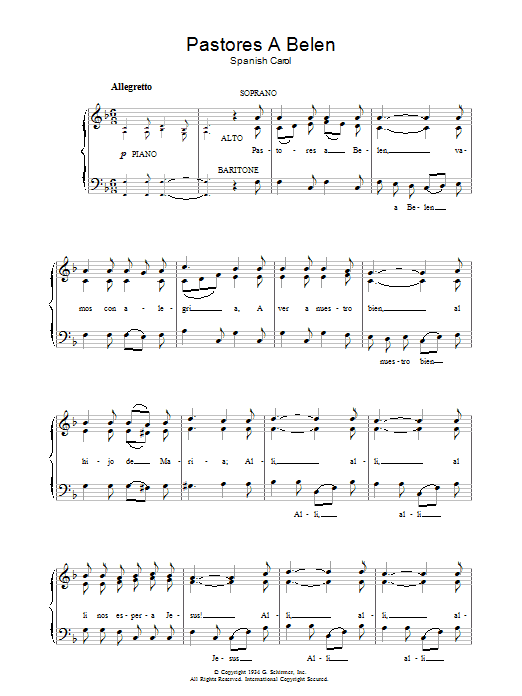 Download Canción De Navidad Pastores A Belen sheet music and printable PDF score & Christmas music notes