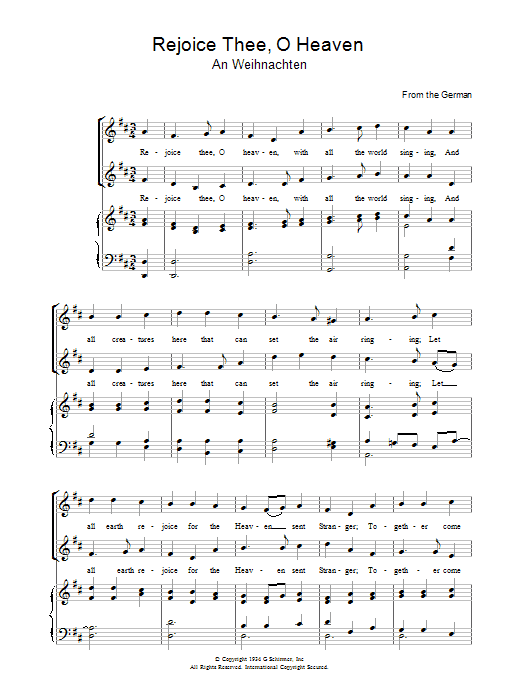 Download Christmas Carol Rejoice Thee, O Heaven sheet music and printable PDF score & Christmas music notes