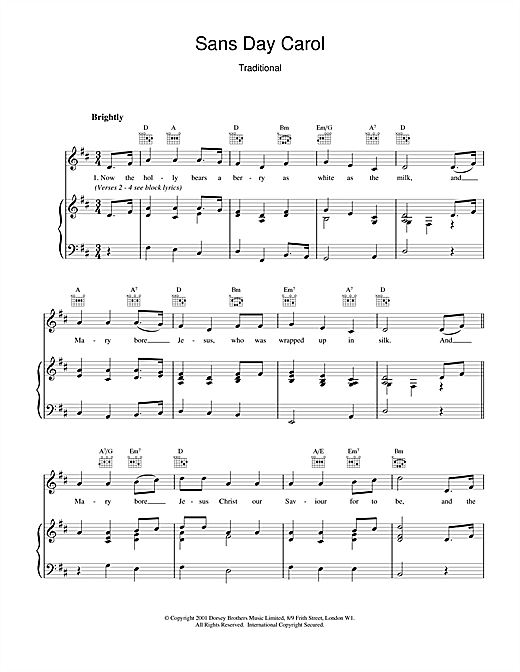 Preview Christmas Carol Sans Day Carol Christmas sheet music, notes and chords for Lyrics & Chords, SKU: 107595 sheet music, piano notes, chords, guitar tabs, score, transpose, transcribe, how to play, guide, download, learn, tutorial, progression, song, artist, awards, billboard, mtv, vh1, tour, single, album, release
