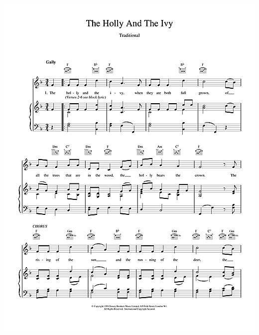 Preview Christmas Carol The Holly And The Ivy Jazz sheet music, notes and chords for Piano, Vocal & Guitar (Right-Hand Melody), SKU: 17916 sheet music, piano notes, chords, guitar tabs, score, transpose, transcribe, how to play, guide, download, learn, tutorial, progression, song, artist, awards, billboard, mtv, vh1, tour, single, album, release