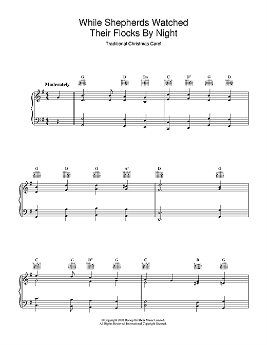 Preview Christmas Carol While Shepherds Watched Their Flocks Christmas sheet music, notes and chords for Piano & Vocal, SKU: 112517 sheet music, piano notes, chords, guitar tabs, score, transpose, transcribe, how to play, guide, download, learn, tutorial, progression, song, artist, awards, billboard, mtv, vh1, tour, single, album, release