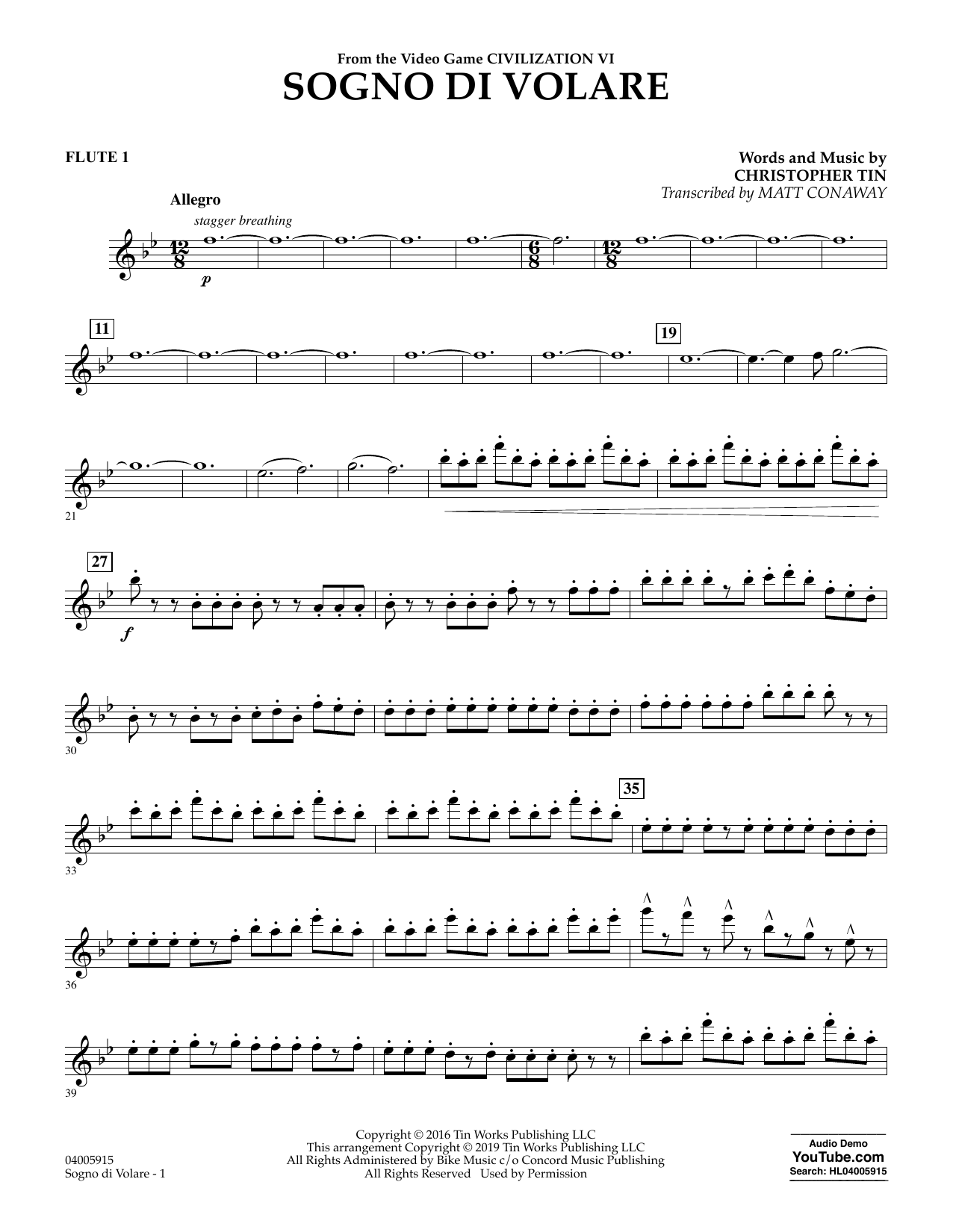 Christopher Tin "Sogno di Volare (from Civilization VI) (arr. Matt
