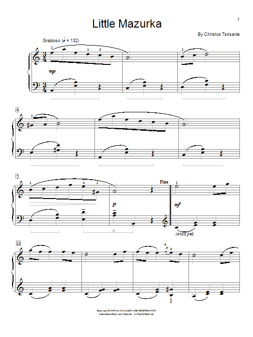 Download Christos Tsitsaros Little Mazurka sheet music and printable PDF score & Classical music notes