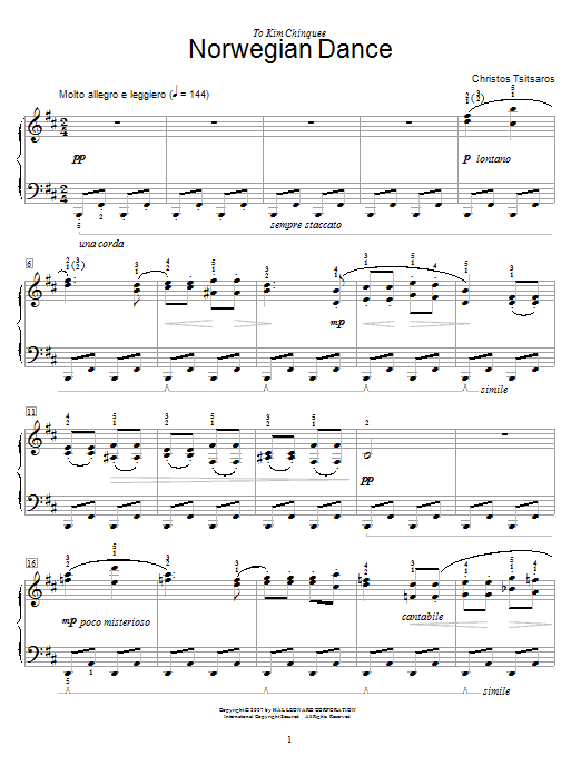 Preview Christos Tsitsaros Norwegian Dance World sheet music, notes and chords for Educational Piano, SKU: 58731 sheet music, piano notes, chords, guitar tabs, score, transpose, transcribe, how to play, guide, download, learn, tutorial, progression, song, artist, awards, billboard, mtv, vh1, tour, single, album, release