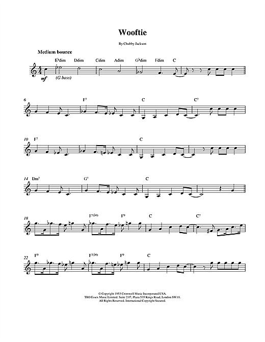 Download Chubby Jackson Wooftie sheet music and printable PDF score & Jazz music notes