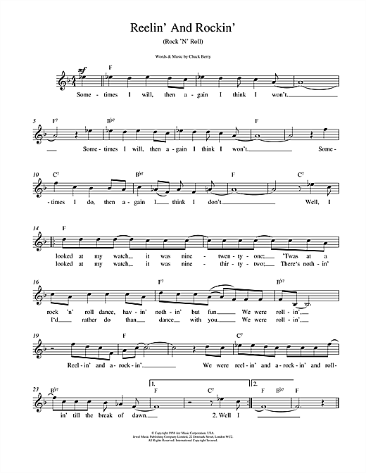 Download Chuck Berry Reelin' And Rockin' sheet music and printable PDF score & Pop music notes