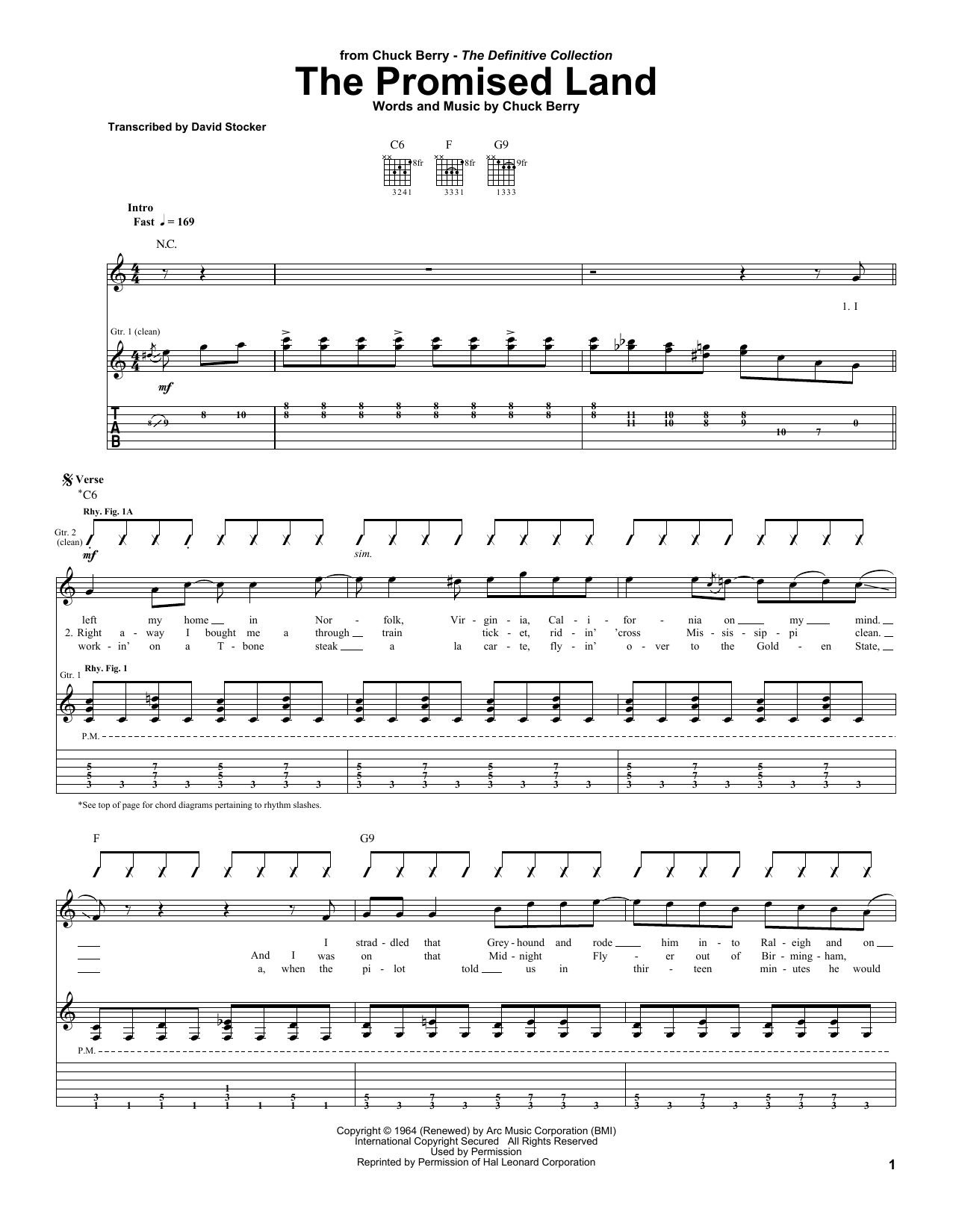 Download Chuck Berry The Promised Land sheet music and printable PDF score & Rock N Roll music notes