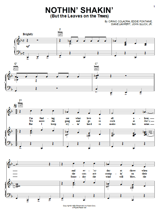 Download Cirino Colacrai Nothin' Shakin' (But The Leaves On The Trees) sheet music and printable PDF score & Rock music notes