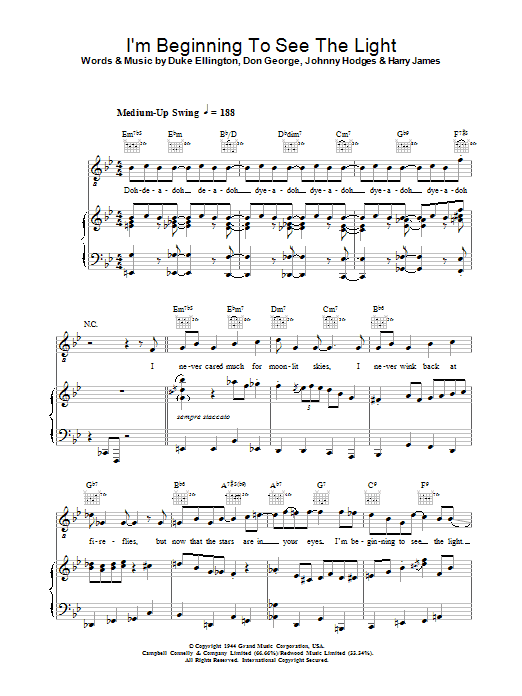 Download Duke Ellington I'm Beginning To See The Light sheet music and printable PDF score & Jazz music notes