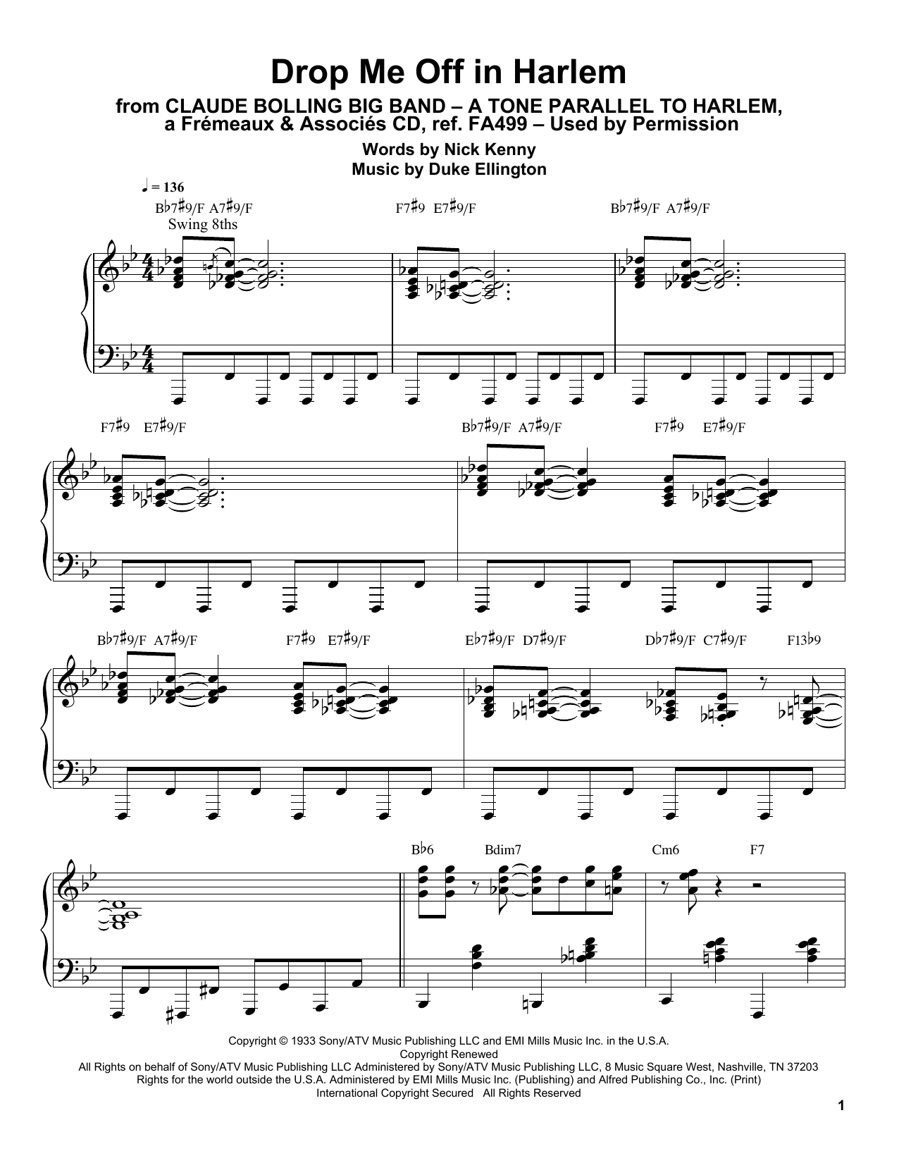 Preview Claude Bolling Drop Me Off In Harlem Jazz sheet music, notes and chords for Piano Transcription, SKU: 198822 sheet music, piano notes, chords, guitar tabs, score, transpose, transcribe, how to play, guide, download, learn, tutorial, progression, song, artist, awards, billboard, mtv, vh1, tour, single, album, release