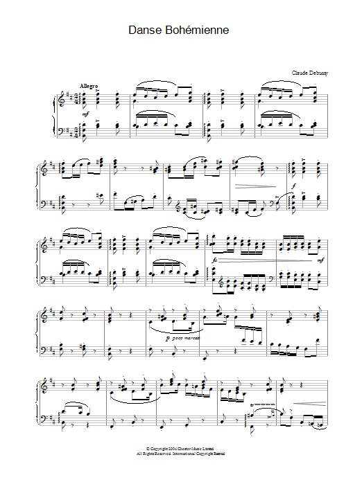 Download Claude Debussy Danse Bohémienne sheet music and printable PDF score & Post-1900 music notes