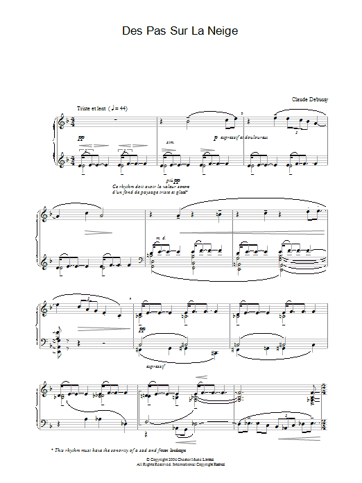 Download Claude Debussy Des Pas Sur La Neige sheet music and printable PDF score & Post-1900 music notes