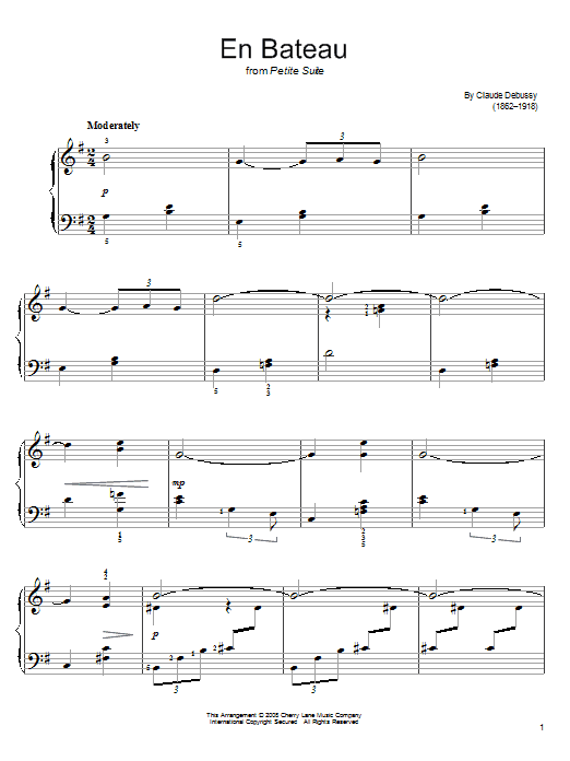 Preview Claude Debussy En Bateau Classical sheet music, notes and chords for Easy Piano, SKU: 63131 Download Claude Debussy En Bateau sheet music and printable PDF score & Classical music notes