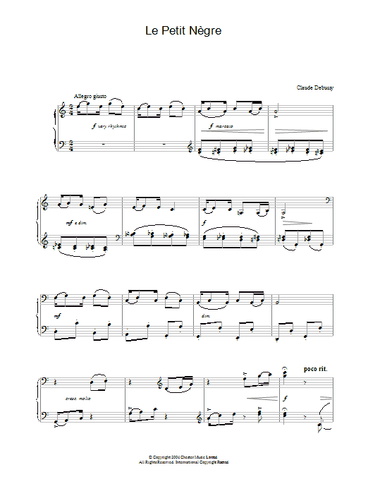 Download Claude Debussy Le Petit Nègre sheet music and printable PDF score & Post-1900 music notes