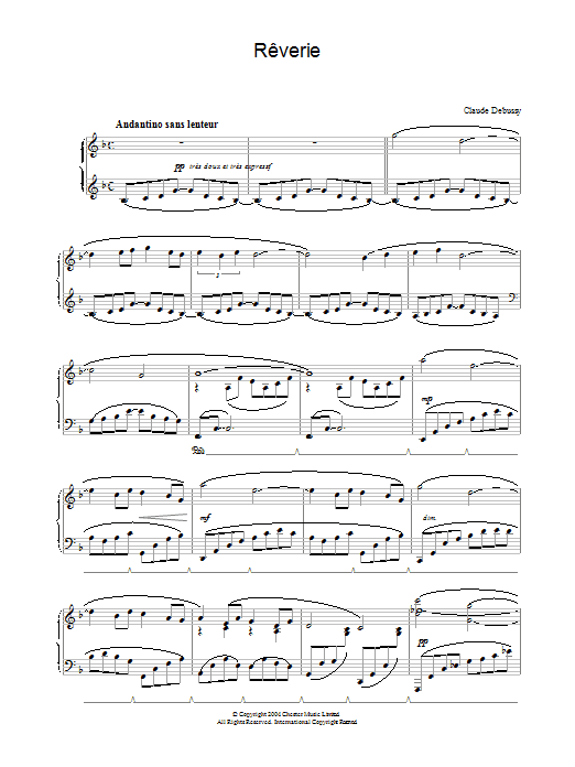 Download Claude Debussy Rêverie sheet music and printable PDF score & Post-1900 music notes