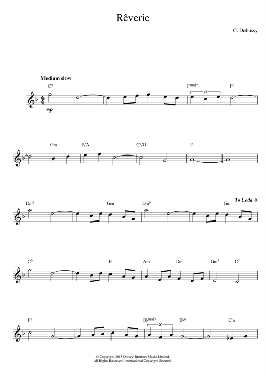 Download Claude Debussy Reverie sheet music and printable PDF score & Classical music notes