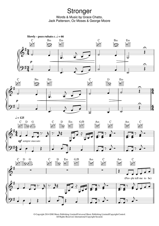 Preview Clean Bandit Stronger Dance sheet music, notes and chords for Piano, Vocal & Guitar (Right-Hand Melody), SKU: 120901 sheet music, piano notes, chords, guitar tabs, score, transpose, transcribe, how to play, guide, download, learn, tutorial, progression, song, artist, awards, billboard, mtv, vh1, tour, single, album, release