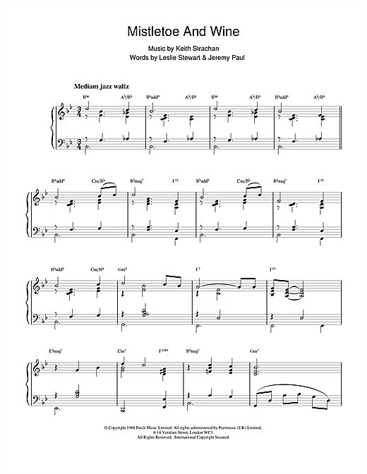 Preview Cliff Richard Mistletoe And Wine (jazzy arrangement) Jazz sheet music, notes and chords for Easy Piano, SKU: 17914 sheet music, piano notes, chords, guitar tabs, score, transpose, transcribe, how to play, guide, download, learn, tutorial, progression, song, artist, awards, billboard, mtv, vh1, tour, single, album, release