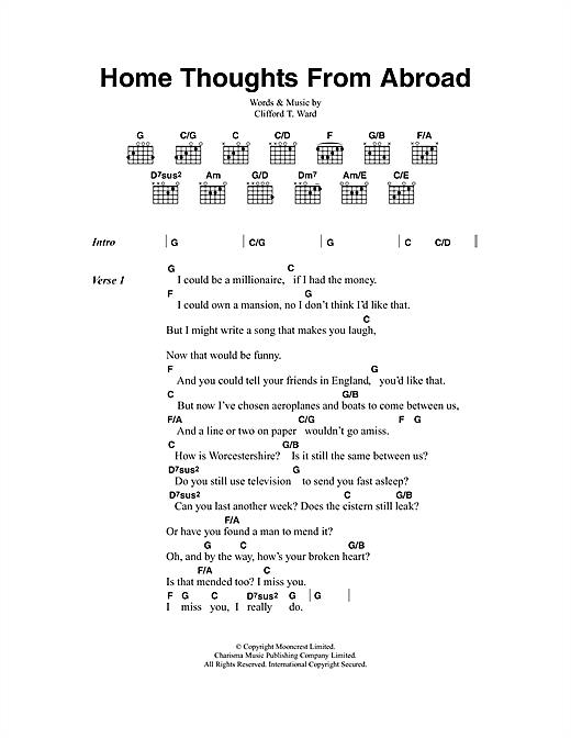 Download Clifford T. Ward Home Thoughts From Abroad sheet music and printable PDF score & Folk music notes