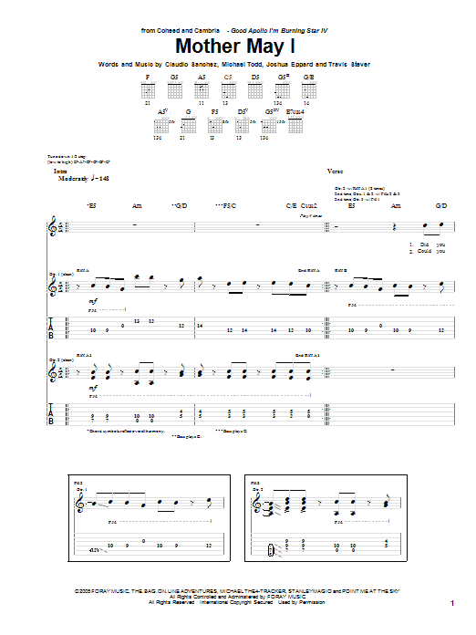 Download Coheed And Cambria Mother May I sheet music and printable PDF score & Rock music notes