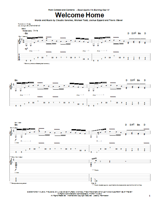 Download Coheed And Cambria Welcome Home sheet music and printable PDF score & Rock music notes