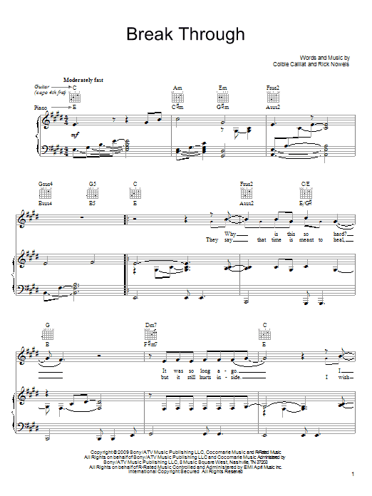 Download Colbie Caillat Break Through sheet music and printable PDF score & Pop music notes