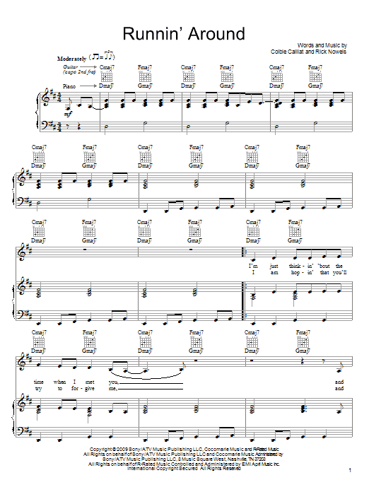 Download Colbie Caillat Runnin' Around sheet music and printable PDF score & Pop music notes