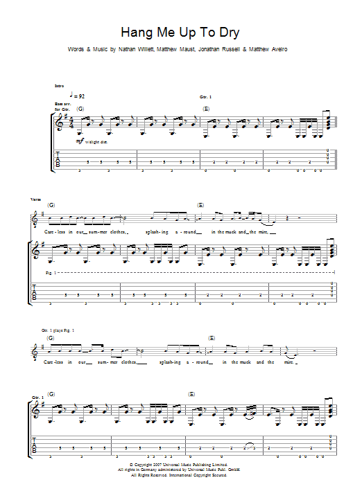 Download Cold War Kids Hang Me Up To Dry sheet music and printable PDF score & Rock music notes