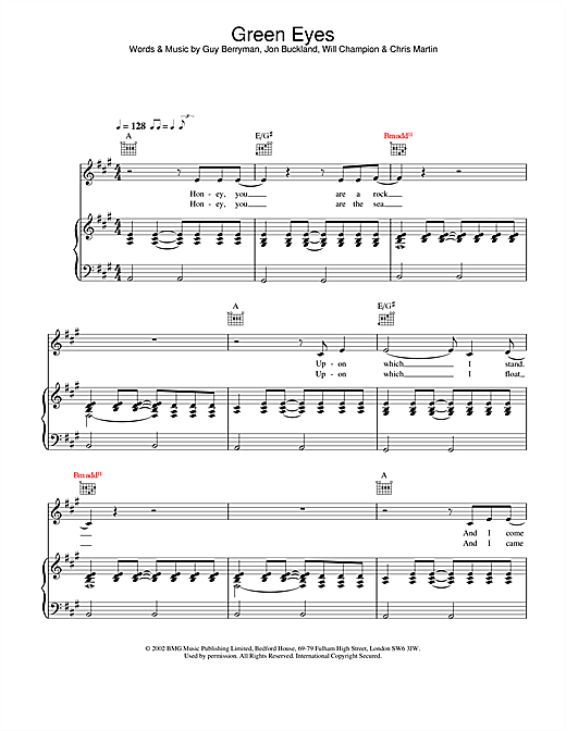 Preview Coldplay Green Eyes Pop sheet music, notes and chords for Lyrics Only, SKU: 23749 sheet music, piano notes, chords, guitar tabs, score, transpose, transcribe, how to play, guide, download, learn, tutorial, progression, song, artist, awards, billboard, mtv, vh1, tour, single, album, release