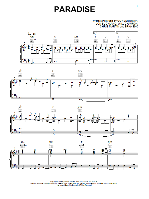 Preview Coldplay Paradise Rock sheet music, notes and chords for Beginner Piano, SKU: 114339 sheet music, piano notes, chords, guitar tabs, score, transpose, transcribe, how to play, guide, download, learn, tutorial, progression, song, artist, awards, billboard, mtv, vh1, tour, single, album, release