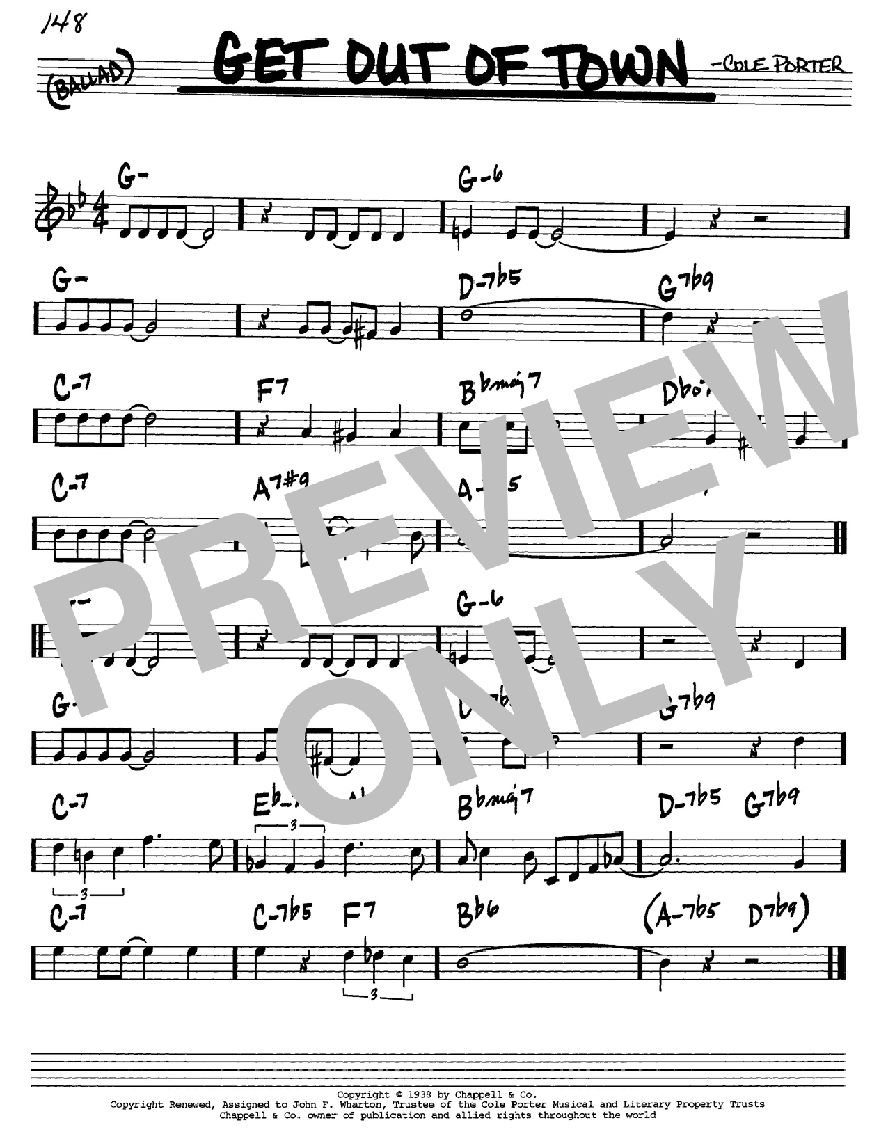 Download Cole Porter Get Out Of Town sheet music and printable PDF score & Jazz music notes