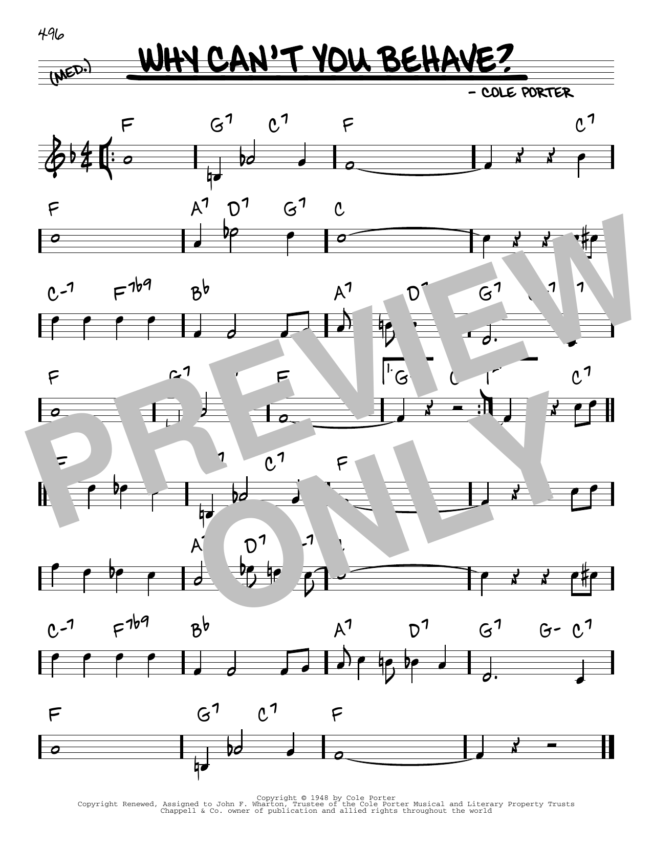 Download Cole Porter Why Can't You Behave? sheet music and printable PDF score & Broadway music notes
