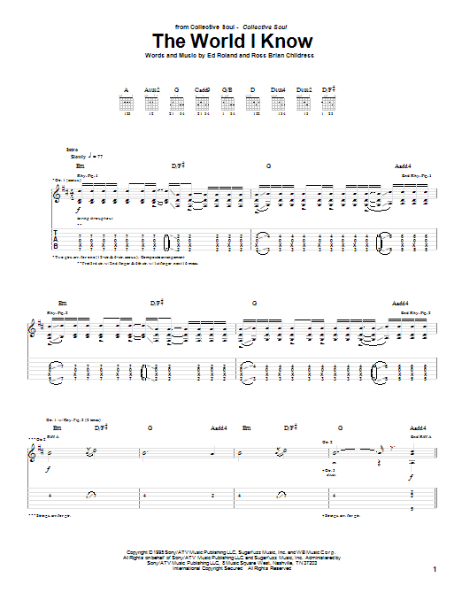 Preview Collective Soul The World I Know Rock sheet music, notes and chords for Easy Guitar, SKU: 79200 Download Collective Soul The World I Know sheet music and printable PDF score & Rock music notes