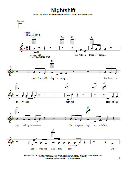 Commodores Nightshift Sheet Music in G Major (transposable) - Download &  Print - SKU: MN0074914