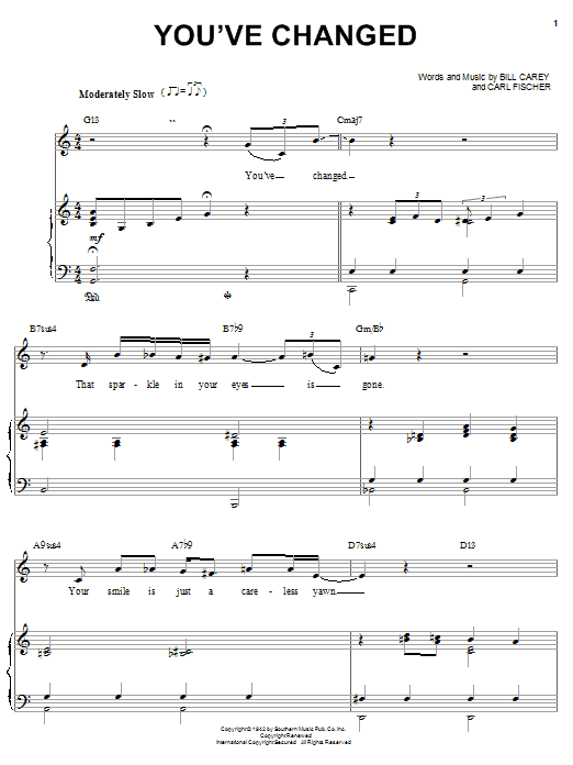 Preview Connie Russell You've Changed Jazz sheet music, notes and chords for Easy Guitar Tab, SKU: 28888 Download Connie Russell You've Changed sheet music and printable PDF score & Jazz music notes