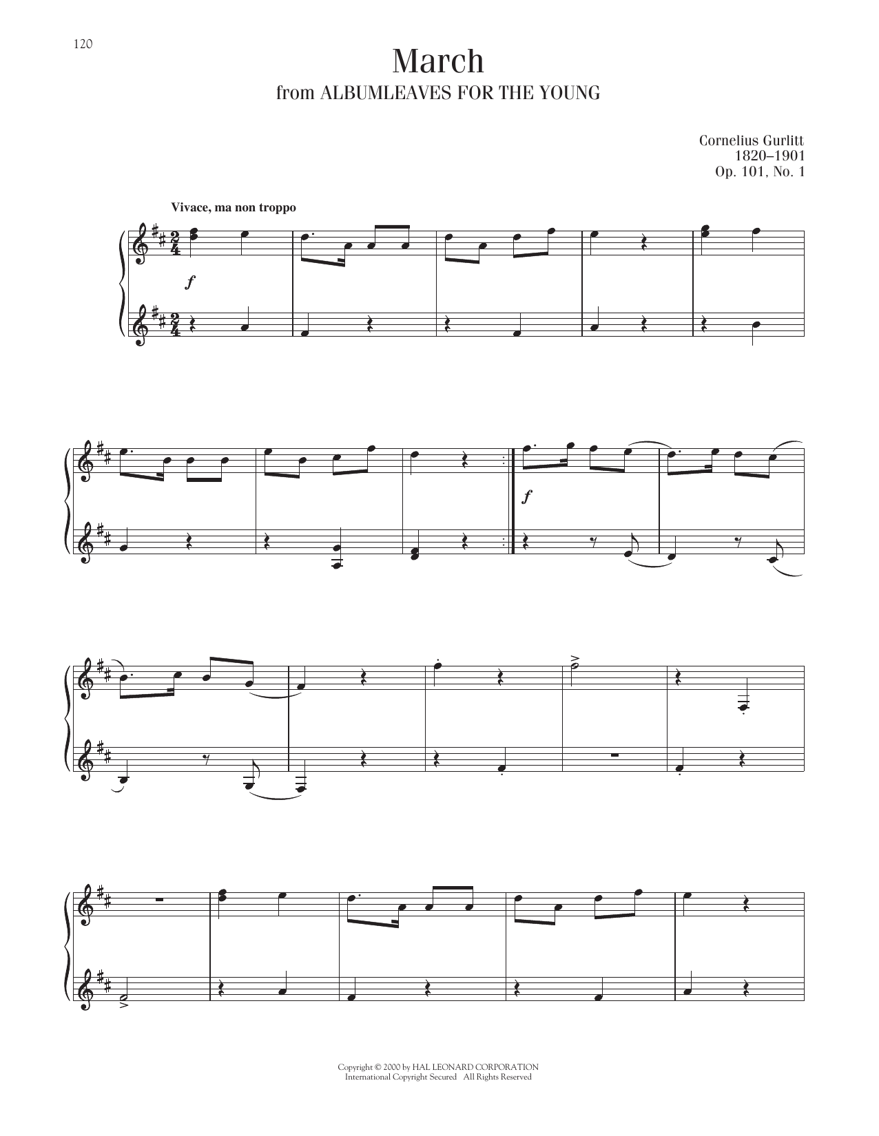 Cornelius Gurlitt March, Op. 101, No. 1 Sheet Music & Chords for Piano Solo - Download or Print PDF