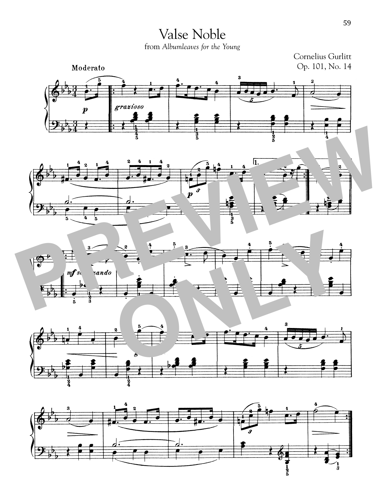 Cornelius Gurlitt Valse Noble, Op. 101, No. 14 Sheet Music & Chords for Piano - Download or Print PDF
