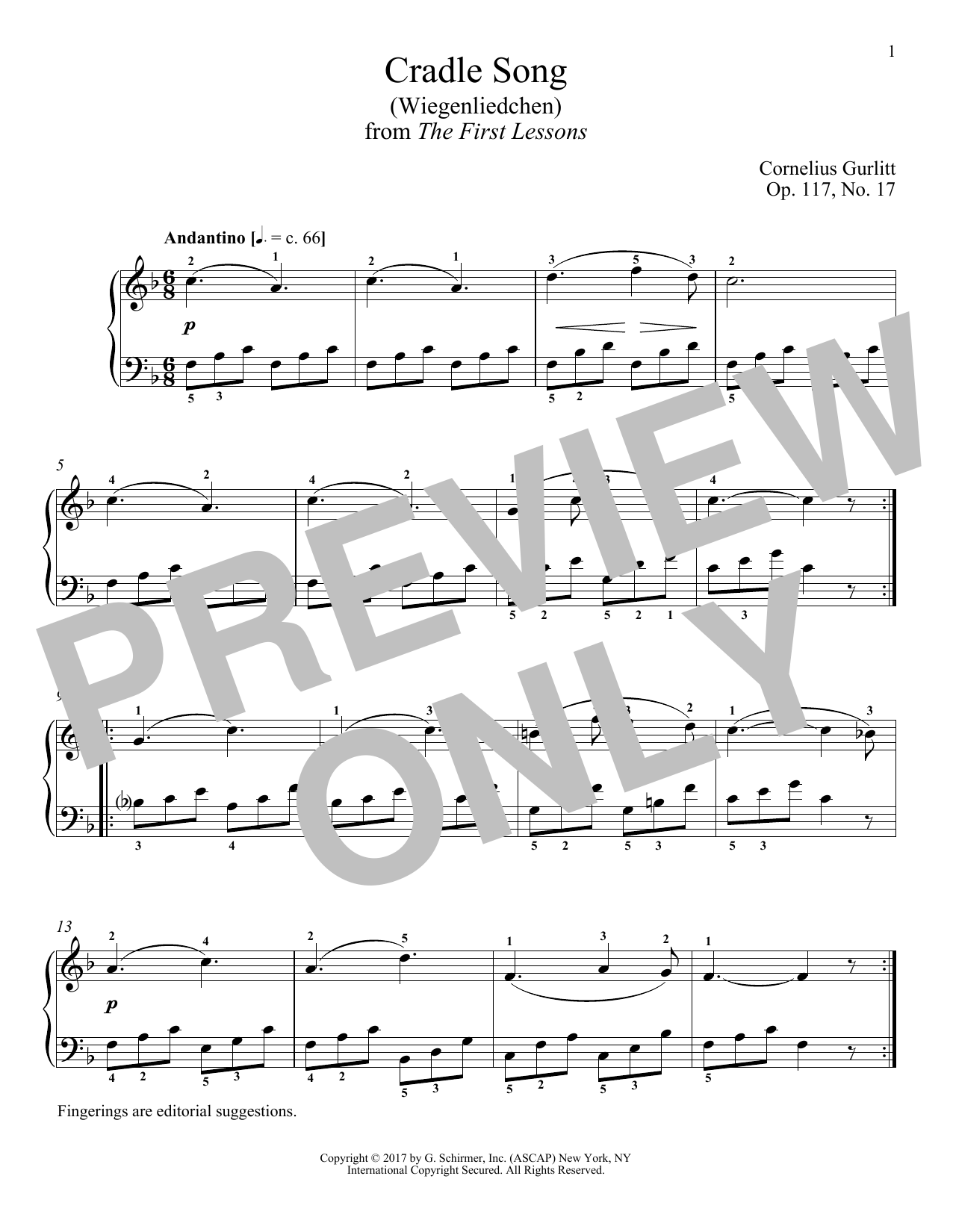 Preview Cornelius Gurlitt Cradle Song (Wiegenliedchen), Op. 117, No. 17 Classical sheet music, notes and chords for Piano, SKU: 180314 sheet music, piano notes, chords, guitar tabs, score, transpose, transcribe, how to play, guide, download, learn, tutorial, progression, song, artist, awards, billboard, mtv, vh1, tour, single, album, release