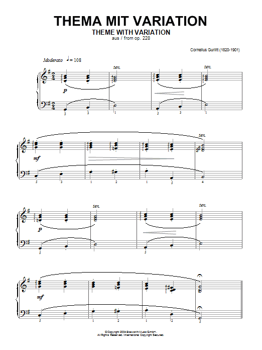 Preview Cornelius Gurlitt Theme With Variation, From Op.228 Classical sheet music, notes and chords for Piano, SKU: 46210 sheet music, piano notes, chords, guitar tabs, score, transpose, transcribe, how to play, guide, download, learn, tutorial, progression, song, artist, awards, billboard, mtv, vh1, tour, single, album, release