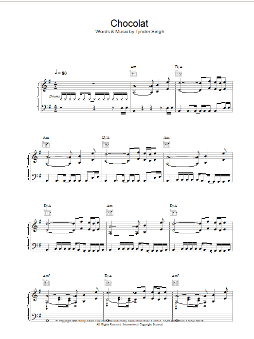 Cornershop Chocolat Sheet Music & Chords for Piano, Vocal & Guitar - Download or Print PDF