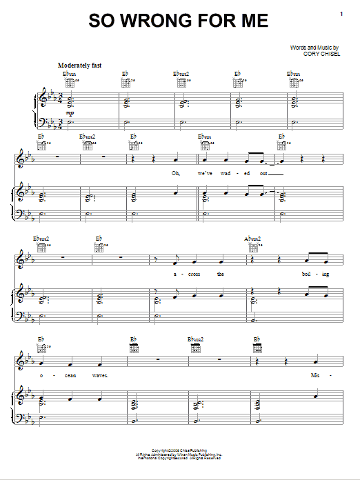 Cory Chisel And The Wandering Sons So Wrong For Me Sheet Music & Chords for Piano, Vocal & Guitar (Right-Hand Melody) - Download or Print PDF