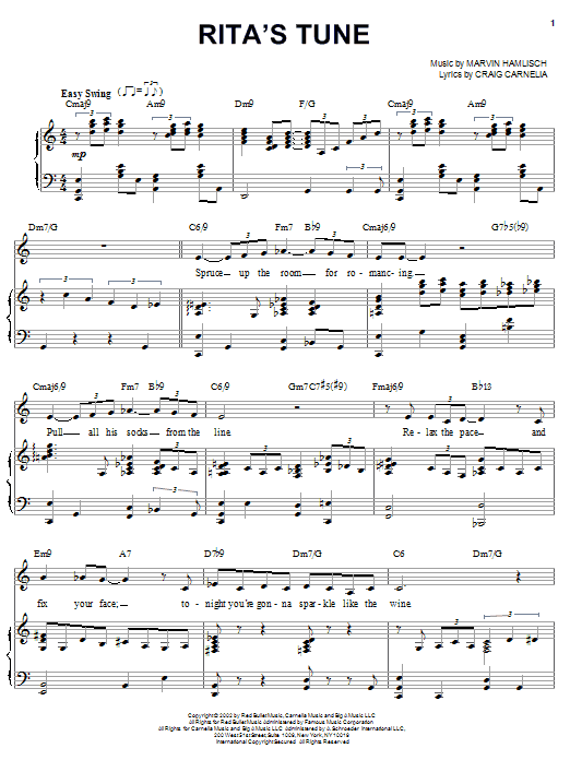 Download Craig Carnelia Rita's Tune sheet music and printable PDF score & Broadway music notes