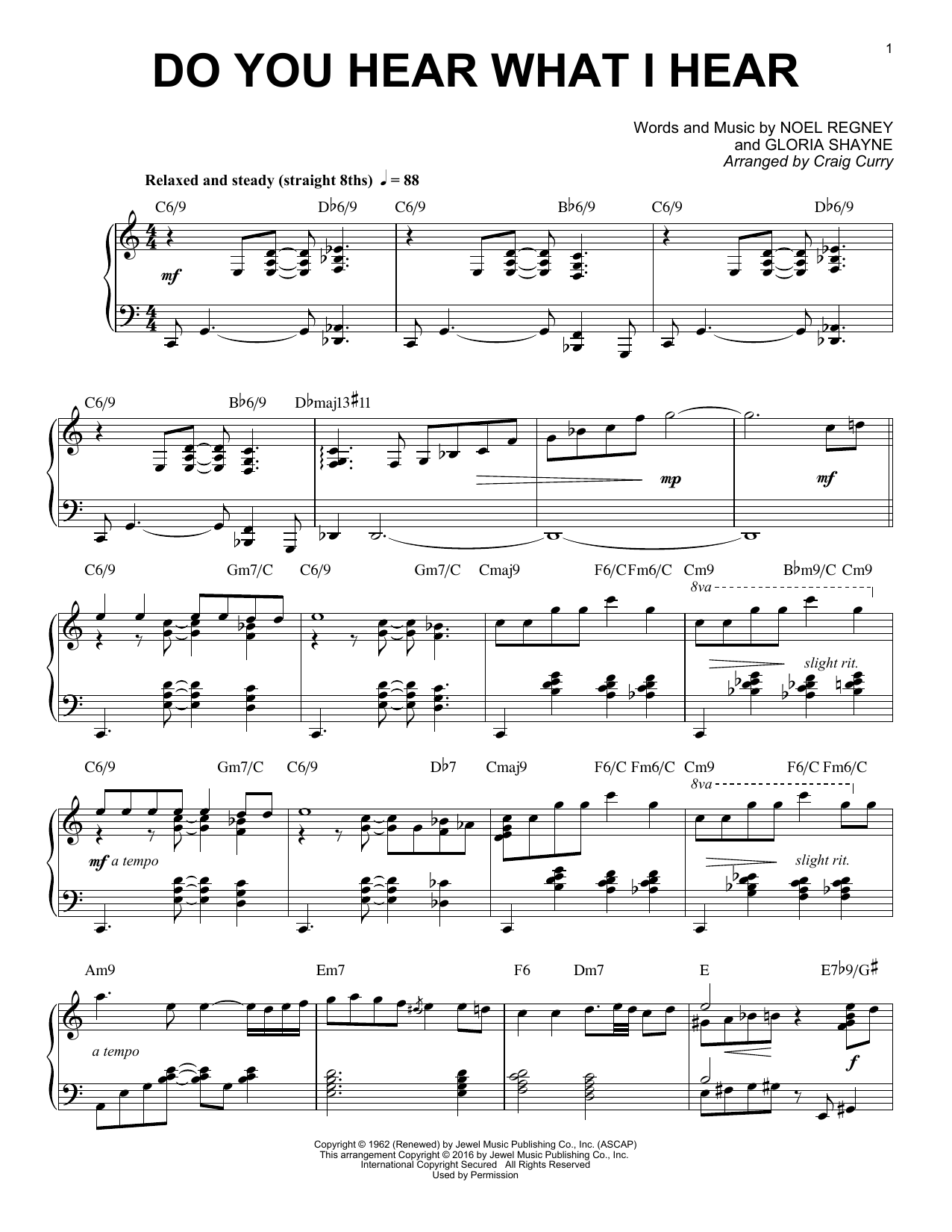 Preview Craig Curry Do You Hear What I Hear Jazz sheet music, notes and chords for Piano, SKU: 176875 sheet music, piano notes, chords, guitar tabs, score, transpose, transcribe, how to play, guide, download, learn, tutorial, progression, song, artist, awards, billboard, mtv, vh1, tour, single, album, release