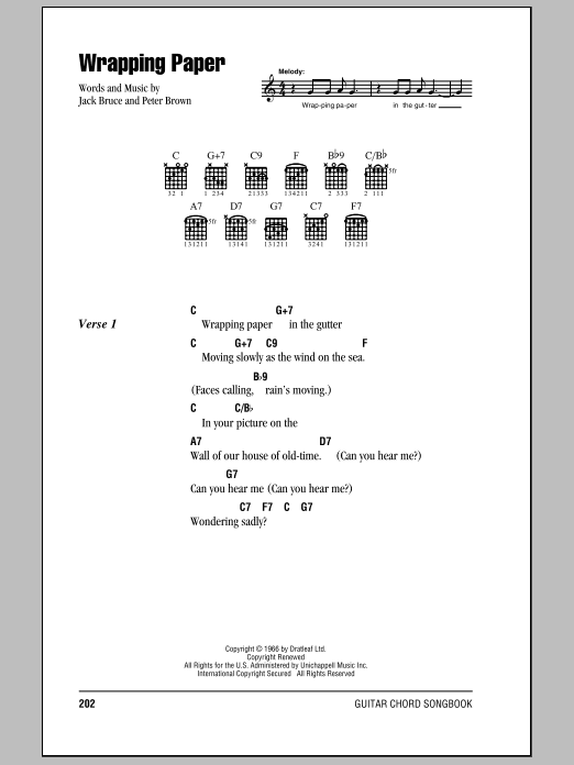 Preview Cream Wrapping Paper Rock sheet music, notes and chords for Lyrics & Chords, SKU: 79513 Download Cream Wrapping Paper sheet music and printable PDF score & Rock music notes