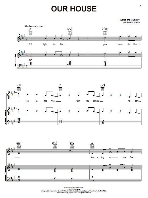 Preview Crosby, Stills, Nash & Young Our House Pop sheet music, notes and chords for Piano, Vocal & Guitar (Right-Hand Melody), SKU: 18301 Download Crosby, Stills, Nash & Young Our House sheet music and printable PDF score & Pop music notes