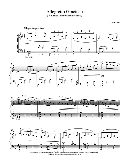 Preview Cyril Scott Allegretto Gracioso Post-1900 sheet music, notes and chords for Piano, SKU: 17904 sheet music, piano notes, chords, guitar tabs, score, transpose, transcribe, how to play, guide, download, learn, tutorial, progression, song, artist, awards, billboard, mtv, vh1, tour, single, album, release
